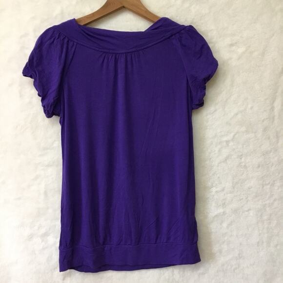 BCBGMaxAzria Purple Short Sleeve Top - Picture 7 of 11